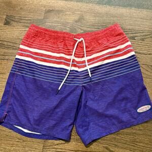 New Vineyard Vines Men's Blue Red & White Lined Swim Trunks Size Medium